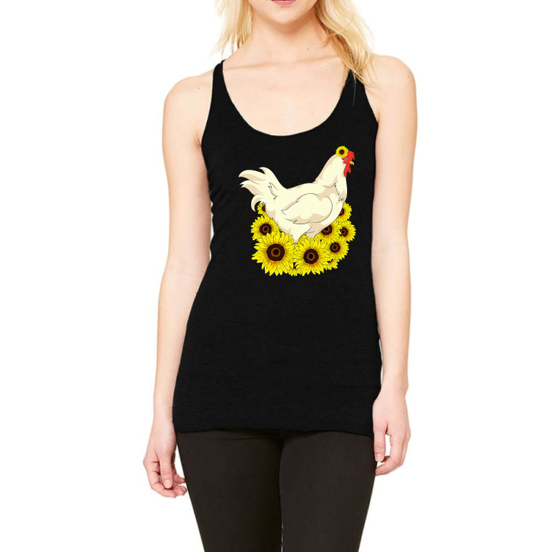 Chicken Cock Yellow Flower Hippie Sunflower Farm Animal Lover Chicken Racerback Tank by offensejuggler | Artistshot