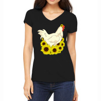 Chicken Cock Yellow Flower Hippie Sunflower Farm Animal Lover Chicken Women's V-neck T-shirt | Artistshot