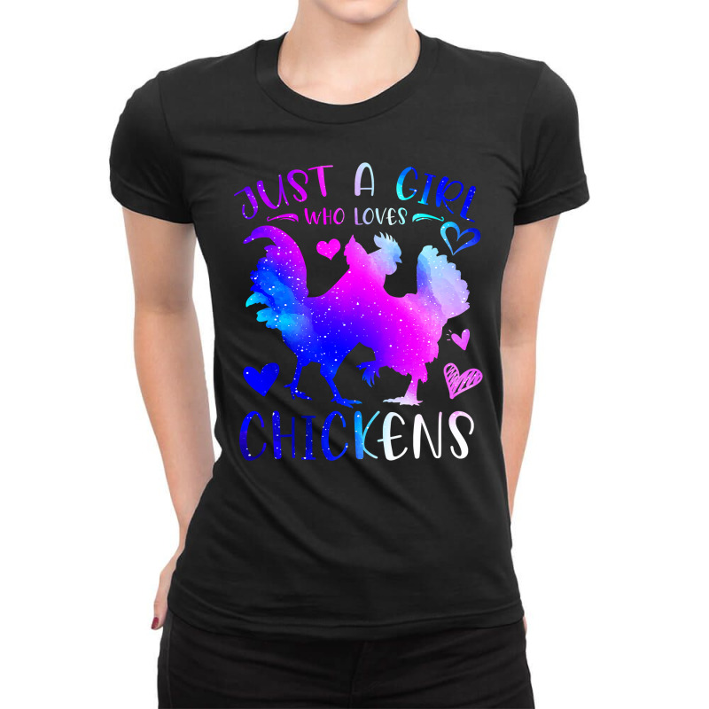 Chicken Cock Just A Girl Who Loves Chickens Chicken Themen Girls 116 H Ladies Fitted T-Shirt by offensejuggler | Artistshot