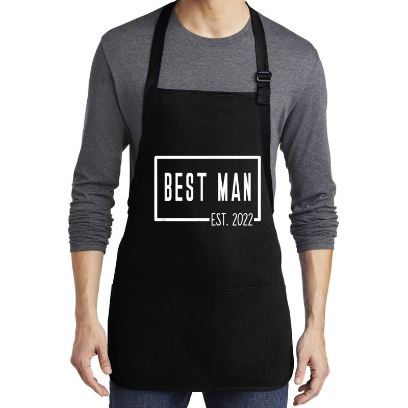 Best Man Est 2022 Groomsmen Wedding Bachelor Party Group Medium-length Apron | Artistshot