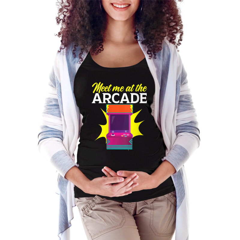 Womens Meet Me At The Arcade Gaming Video Game Player Gamer V Neck T S Maternity Scoop Neck T-shirt by cm-arts | Artistshot