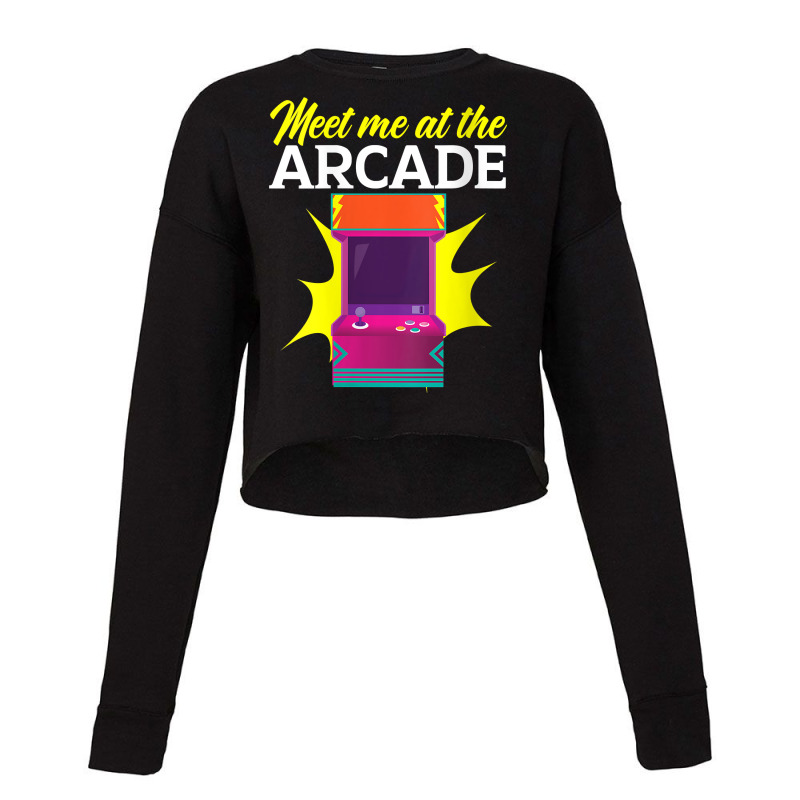 Womens Meet Me At The Arcade Gaming Video Game Player Gamer V Neck T S Cropped Sweater by cm-arts | Artistshot