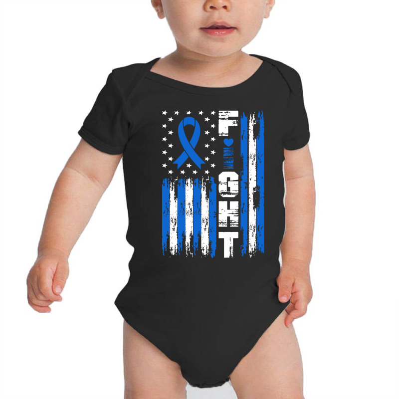 Fight Mesothelioma Awareness Patriotic Usa American Flag Long Sleeve T Baby Bodysuit by cm-arts | Artistshot