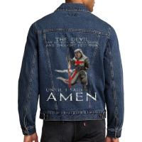 The Crusader The Devil Saw Me Knight Templar Men Denim Jacket | Artistshot