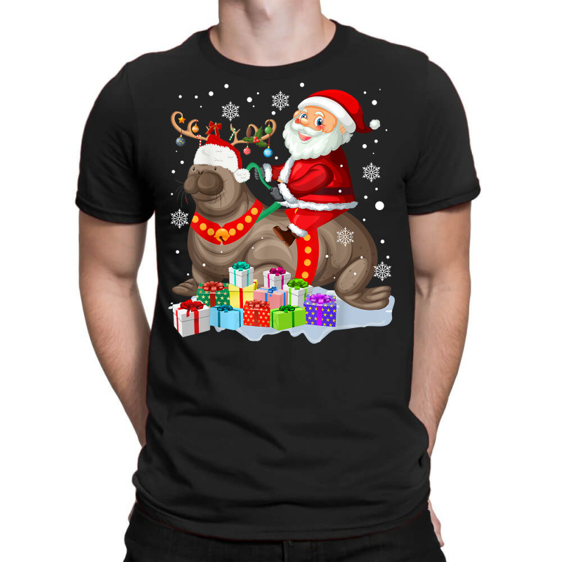 Sea Lion Xmas Matching Funny Santa Riding Sea Lion Christmas T Shirt T-Shirt by cm-arts | Artistshot