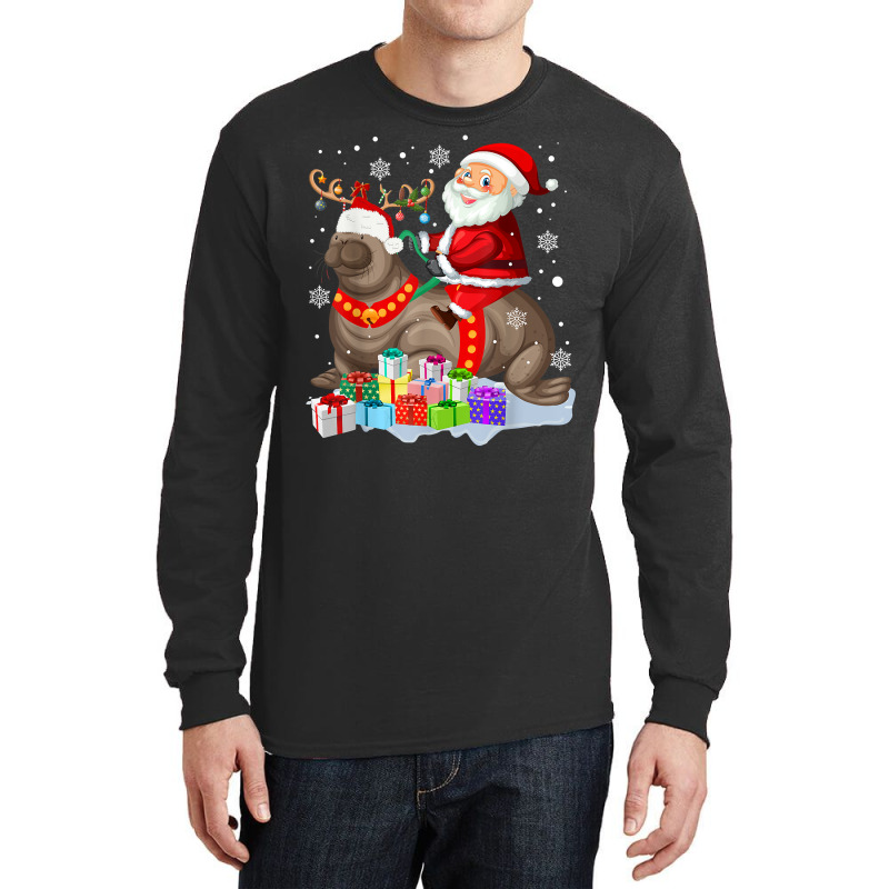 Sea Lion Xmas Matching Funny Santa Riding Sea Lion Christmas T Shirt Long Sleeve Shirts by cm-arts | Artistshot