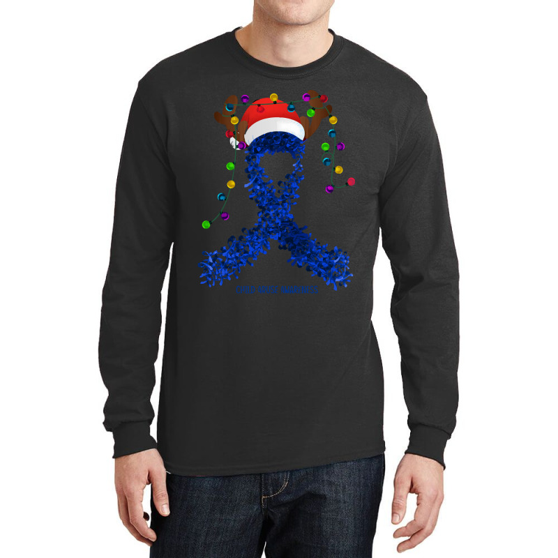 Child Abuse Fighter Child Abuse Awareness - Ribbon Santa Hat Christmas Long Sleeve Shirts | Artistshot