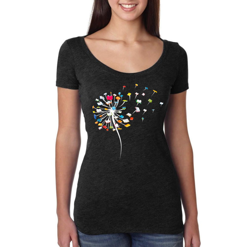 Funny Dandelion Flower Books Fly Reading Lover Gift Long Sleeve T Shir Women's Triblend Scoop T-shirt by cm-arts | Artistshot