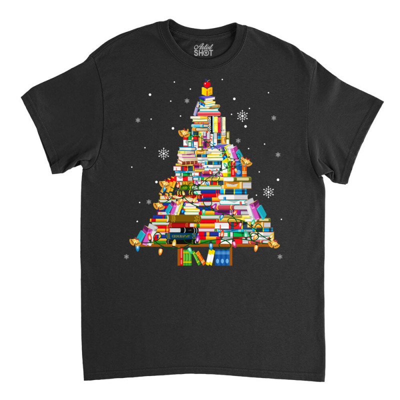 Christmas Library Tree Lights For Librarian And Book Lover Long Sleeve Classic T-shirt by cm-arts | Artistshot