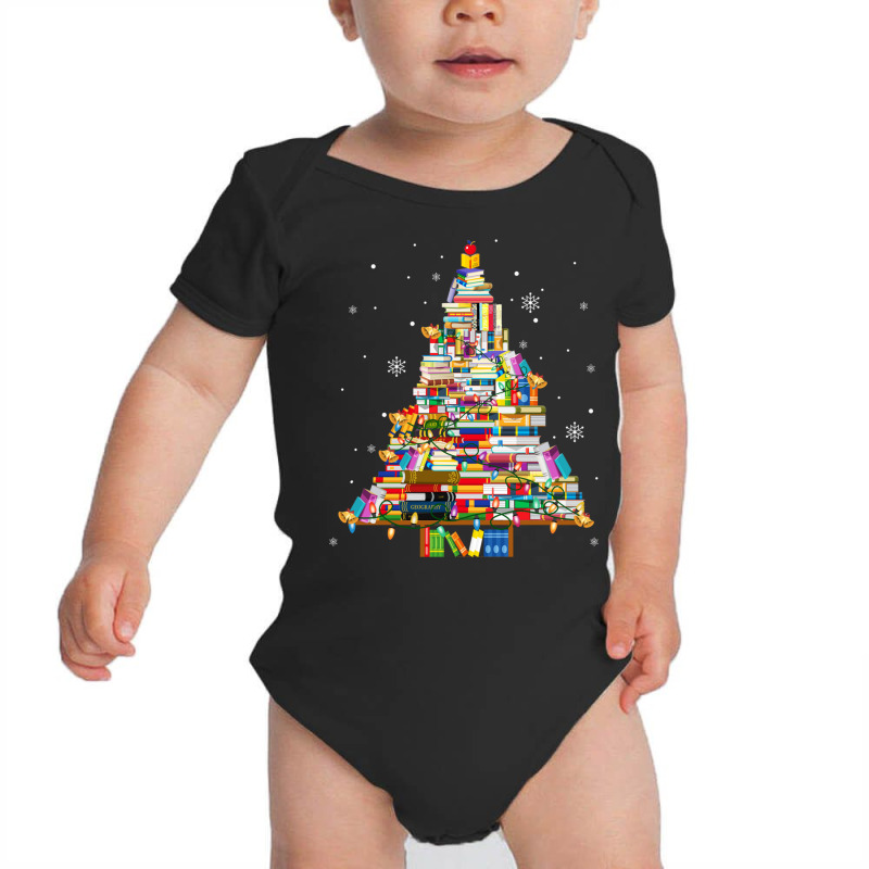 Christmas Library Tree Lights For Librarian And Book Lover Long Sleeve Baby Bodysuit by cm-arts | Artistshot