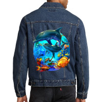 Dolphin Sea Life Save The Ocean Marine Biology Aquarium Men Denim Jacket | Artistshot