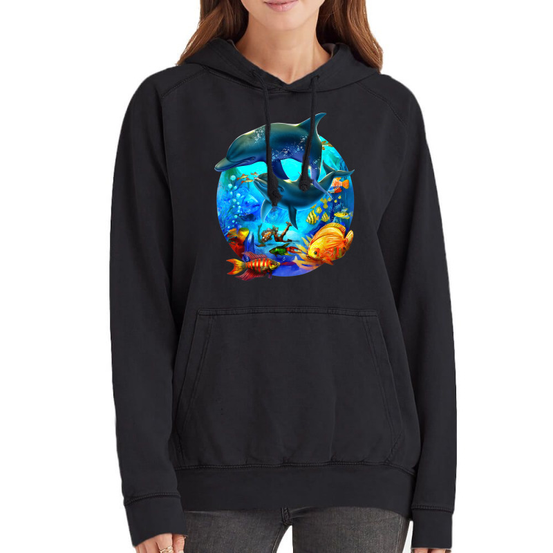 Dolphin Sea Life Save The Ocean Marine Biology Aquarium Vintage Hoodie | Artistshot