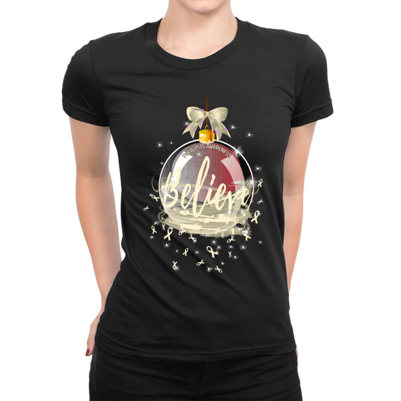 Paralysis Fighter Paralysis Awareness - Believe Ornament Christmas Ladies Fitted T-Shirt by hawkunicorn | Artistshot