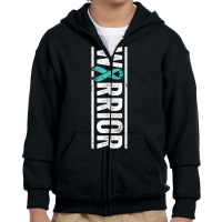 Spina Bifida Warrior   Sideways Teal Awareness Ribbon T Shirt Youth Zipper Hoodie | Artistshot