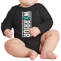 Spina Bifida Warrior   Sideways Teal Awareness Ribbon T Shirt Long Sleeve Baby Bodysuit | Artistshot