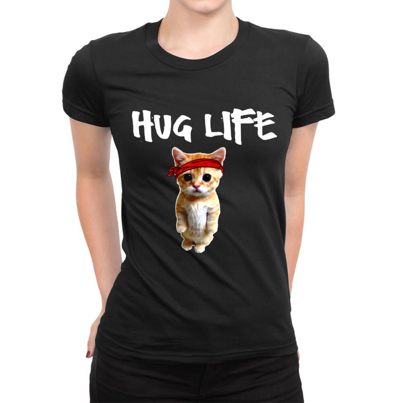 Hug Life Awesome Cool Cute Cat Kitten Ladies Fitted T-shirt | Artistshot