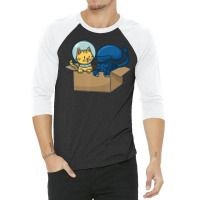 Kitten And Alien Cardboard Spaceship 3/4 Sleeve Shirt | Artistshot