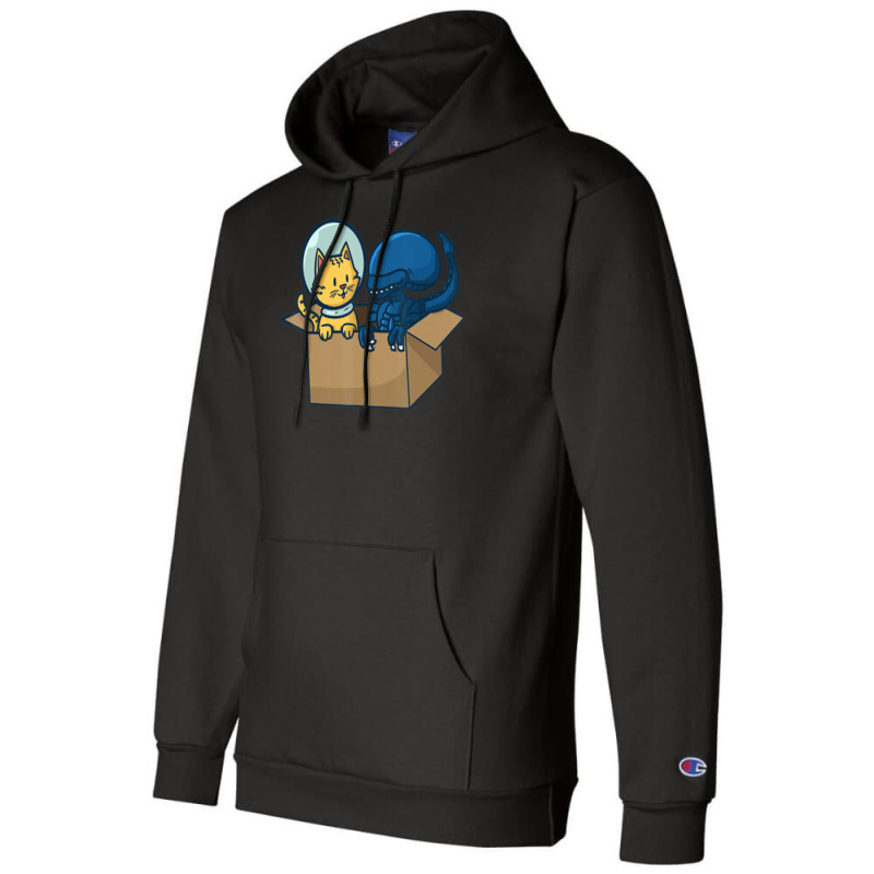 Kitten And Alien Cardboard Spaceship Champion Hoodie by phamkhao | Artistshot