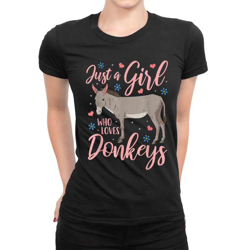 Donkey Just A Girl Who Loves Donkeys Funny Donkey Lover Gift Ladies Fitted T-Shirt by PokHoude | Artistshot