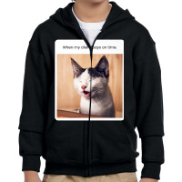 Funny Cat Meme When My Client Pays On Time Freelancers Premium T Shirt Youth Zipper Hoodie | Artistshot