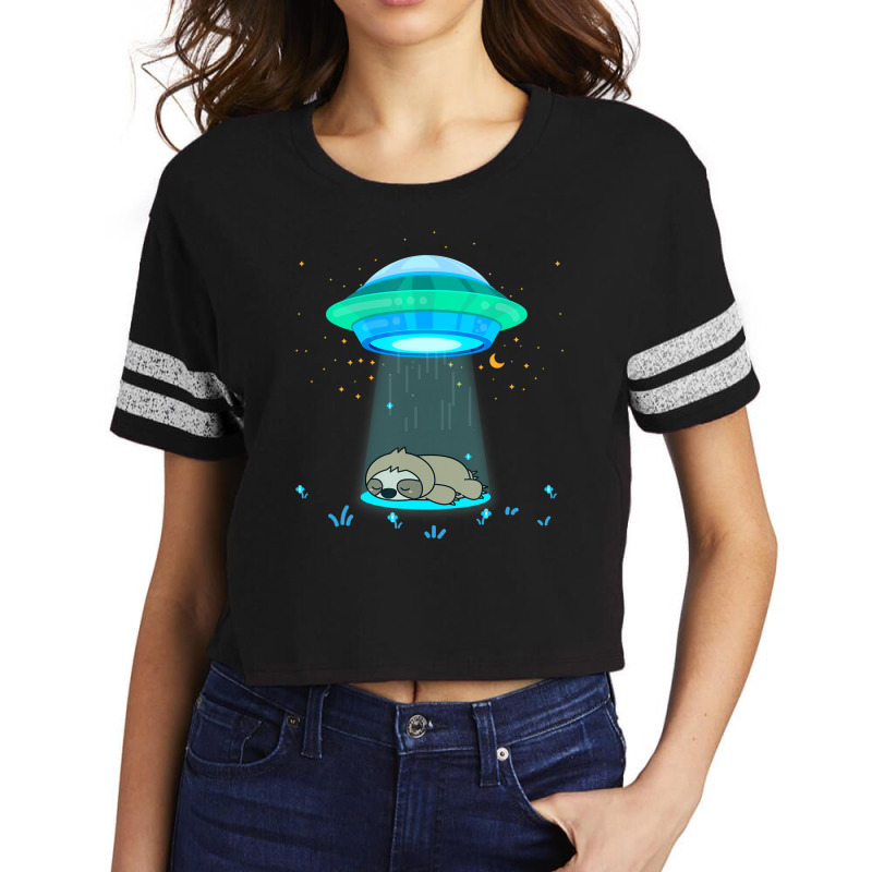 Alien Abduction Ufo Spaceship Sloth Abduction Scorecard Crop Tee by doboc | Artistshot