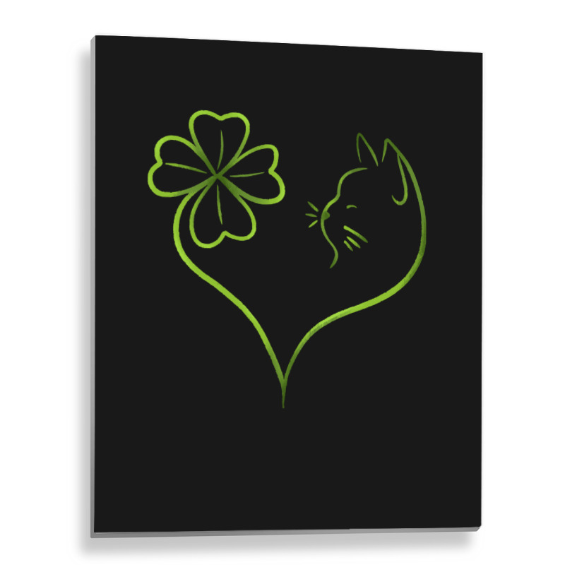 St Patricks Day  Shirt St Patrick's Clover Cat   1665 Metal Print Vertical | Artistshot