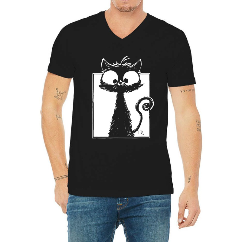 Cute Black Cat V-neck Tee | Artistshot