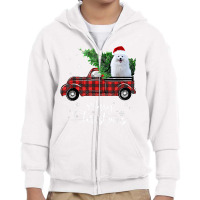 American Eskimo Red Truck Christmas Funny Dog T Shirt Youth Zipper Hoodie | Artistshot