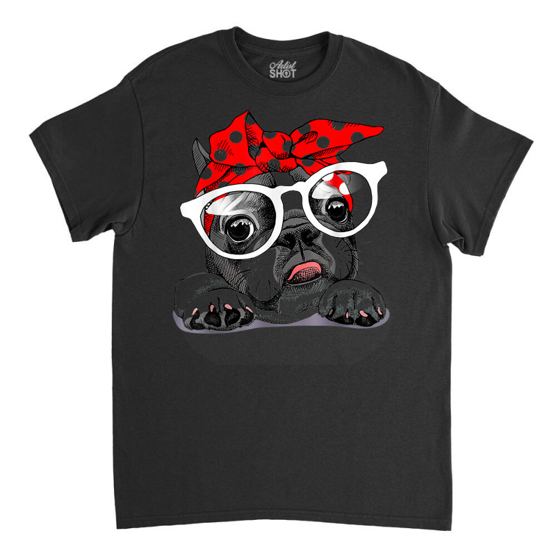 Cute English Bulldog Xmas Red Plaid Headband, And Glasses T Shirt Classic T-shirt by cm-arts | Artistshot