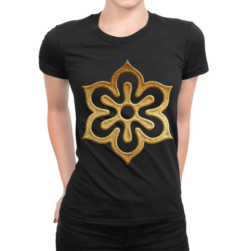 Kyoto Prefecture Symbol In Gold Faux Ladies Fitted T-Shirt by femalesbaubles | Artistshot