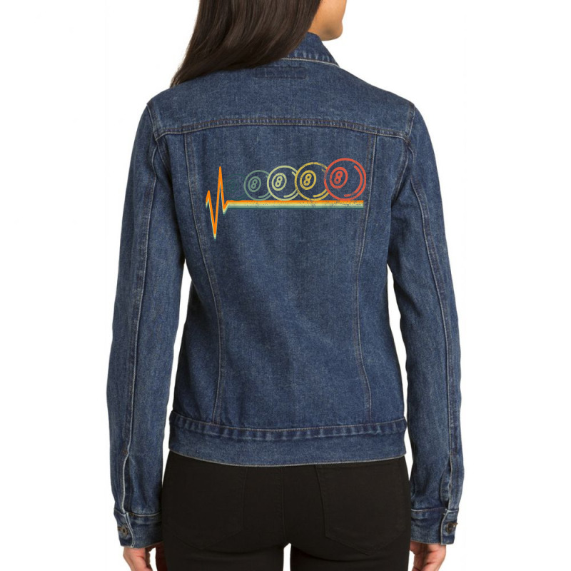 Billards Pool Eight 8 Heartbeat Gift Ladies Denim Jacket by WillettaIngber | Artistshot