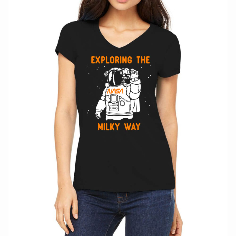 Exploring The Milky Way Women's V-Neck T-Shirt by ledo | Artistshot