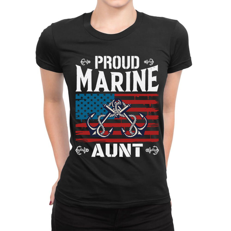 Marine Aunt Proud Marine Aunt United States Of America Military Ladies Fitted T-Shirt by huggingbrilliant | Artistshot