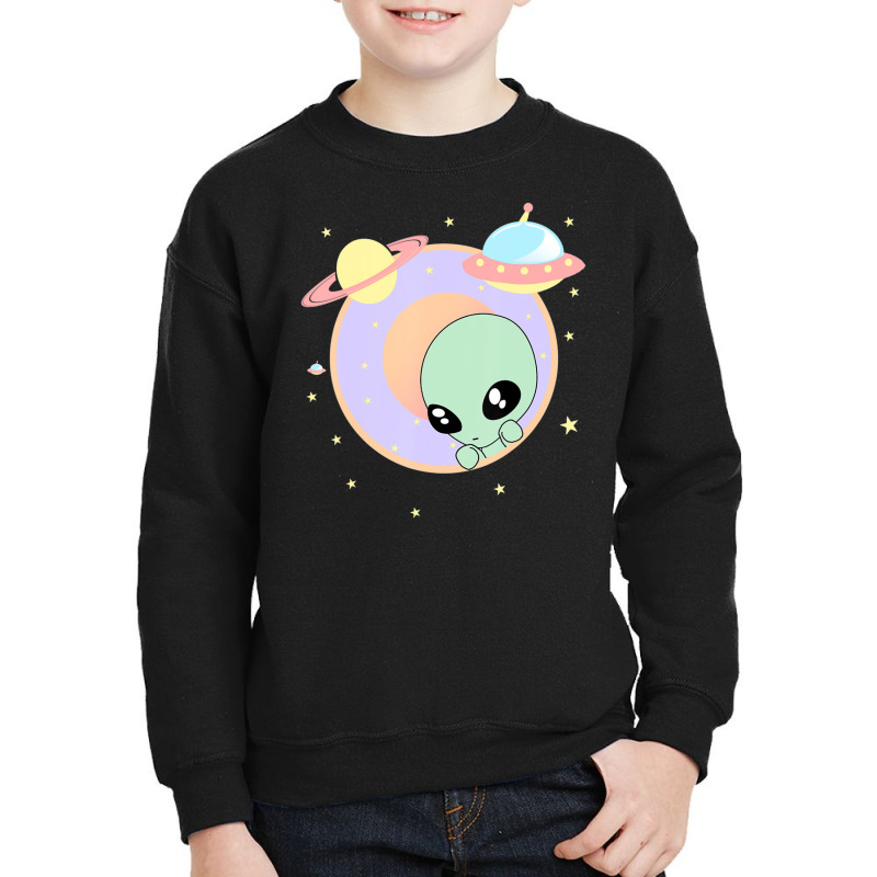 Chibi Alien Kawaii Pastel Cute Green Man Space Ufo Youth Sweatshirt | Artistshot