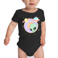 Chibi Alien Kawaii Pastel Cute Green Man Space Ufo Baby Bodysuit | Artistshot