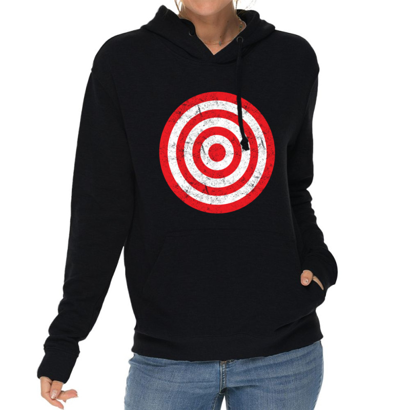 (print On Back) Vintage Bullseye Target Bulls Eye Prank Joke Lightweight Hoodie | Artistshot