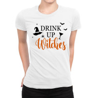 Drink Up Witches Funny Halloween Novelty Fall Holiday Item Long Sleeve Ladies Fitted T-shirt | Artistshot