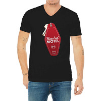 Schitt S Creek Rosebud Motel Key Tag For Room 7, Retro Design In Red V-neck Tee | Artistshot