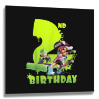 Splatoon Inkling 2nd Birthday Green Splatter Portrait Metal Print Square | Artistshot