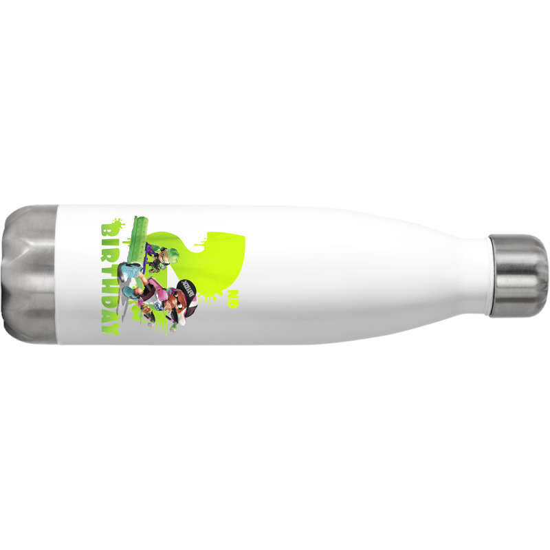 Splatoon Inkling 2nd Birthday Green Splatter Portrait Stainless Steel Water Bottle | Artistshot