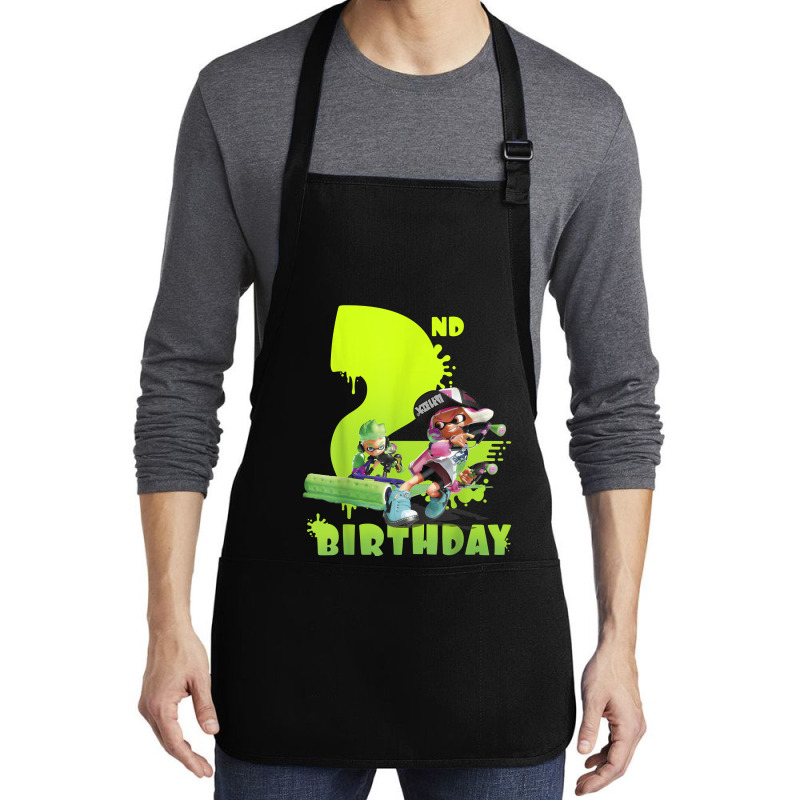 Splatoon Inkling 2nd Birthday Green Splatter Portrait Medium-length Apron | Artistshot