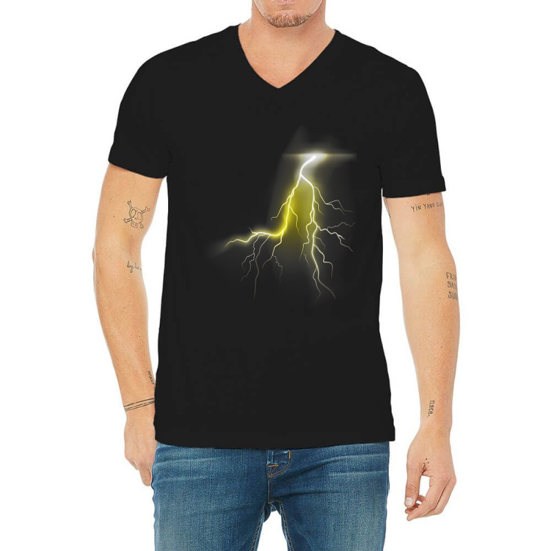 Lightning Thunder Lightning Bolt Storm Cloud Strikes V-Neck Tee by MaraRojas | Artistshot