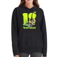 Splatoon Inkling 18th Birthday Green Splatter Portrait Vintage Hoodie | Artistshot