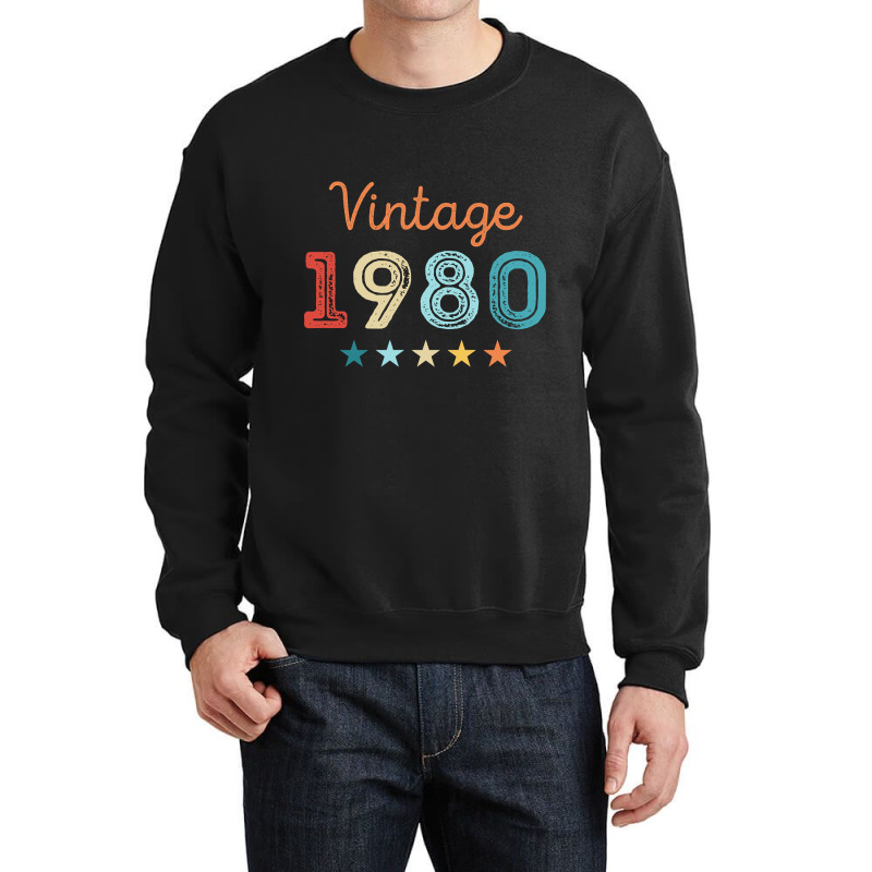 Vintage 1980 40th Birthday Retro Gift 40 Year Old Crewneck Sweatshirt | Artistshot