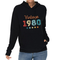 Vintage 1980 40th Birthday Retro Gift 40 Year Old Lightweight Hoodie | Artistshot