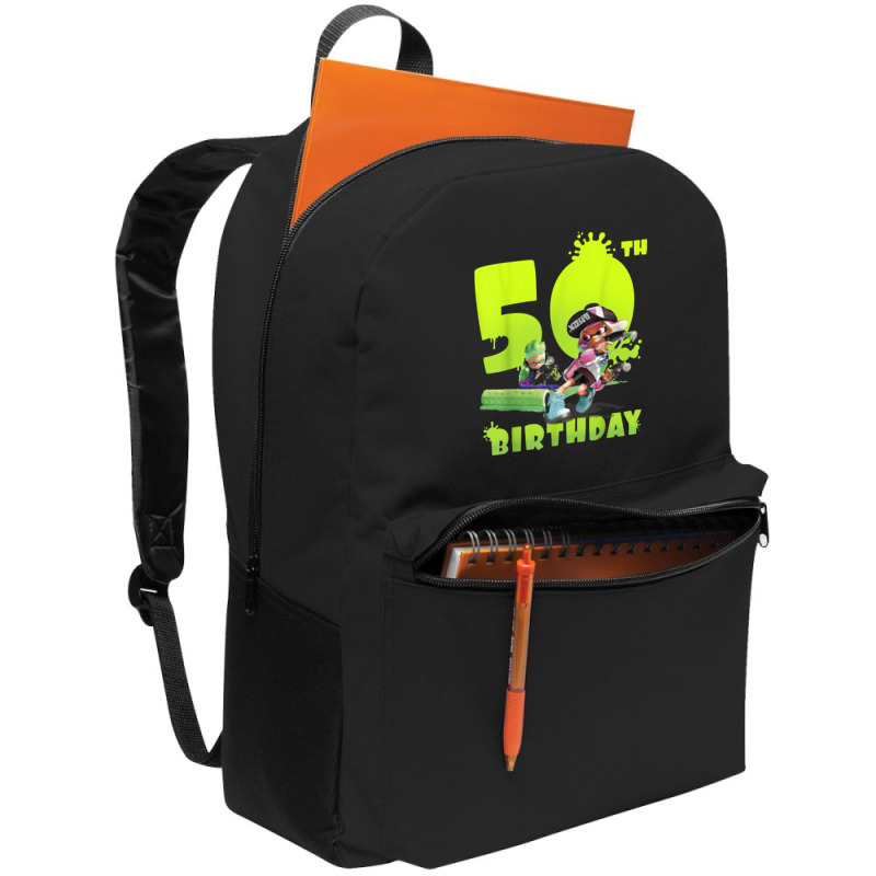 Splatoon Inkling 50th Birthday Green Splatter Portrait Backpack | Artistshot