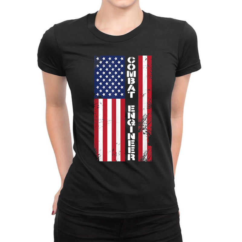 Combat Engineer Us Flag Combat Engineering T Shirt Ladies Fitted T-Shirt by cm-arts | Artistshot