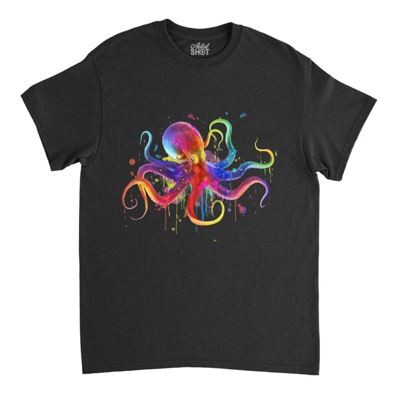 Dripping Rainbow Octopus Psychedelic Classic T-shirt | Artistshot