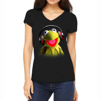 Muppet Babies Kermit Headphones Women's V-neck T-shirt | Artistshot