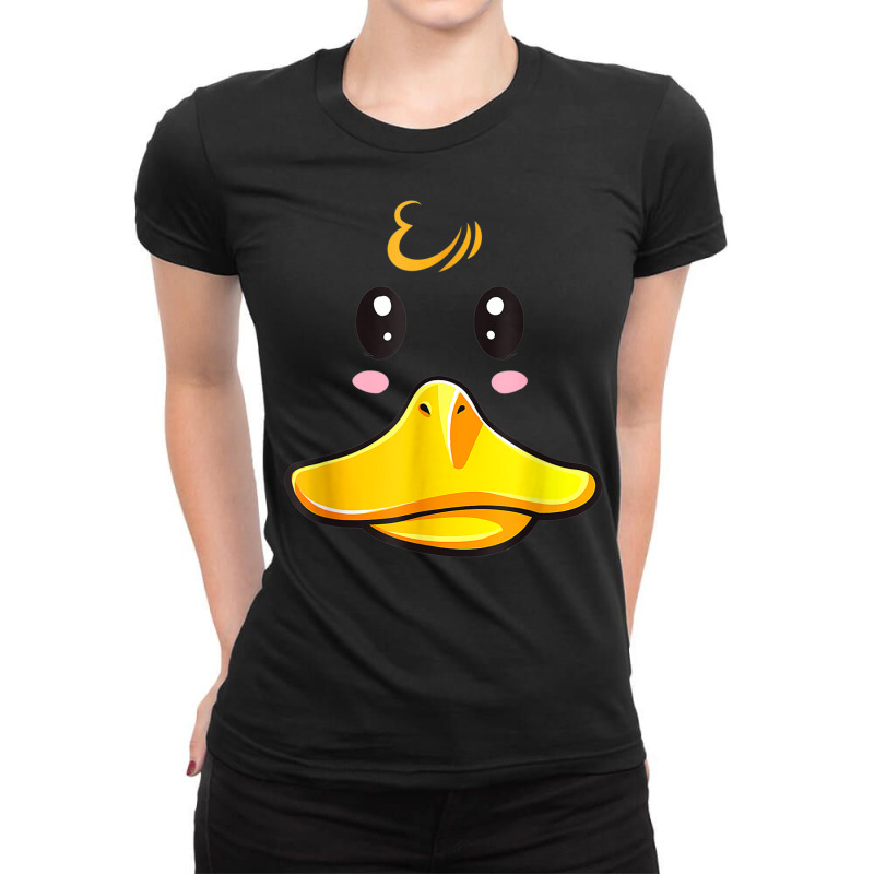 Duck Costume Cute Rubber Ducky Face Halloween Ladies Fitted T-Shirt by Posh | Artistshot